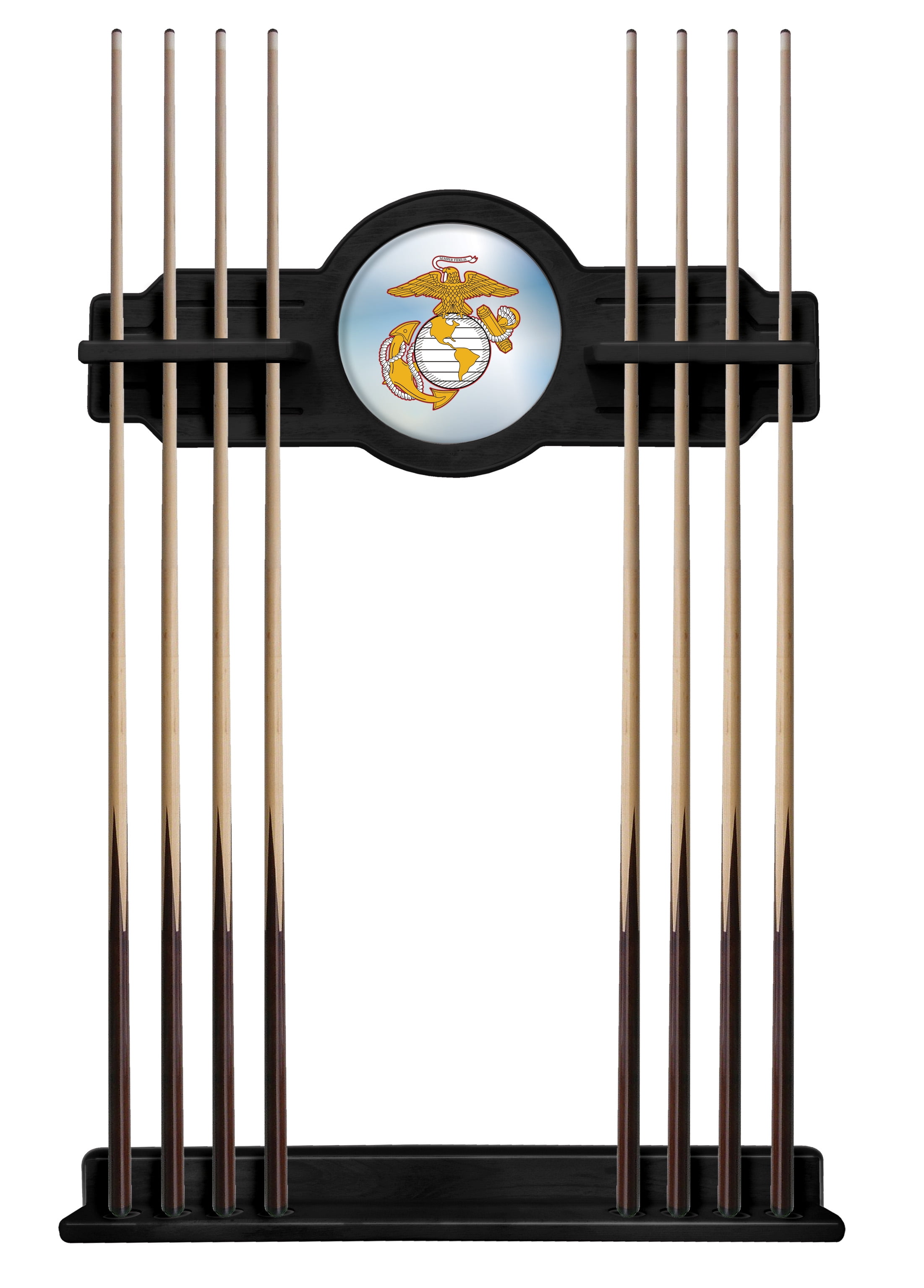 Marine Corps (Red/Yellow) Solid Wood Cue Rack with a Black Finish ...