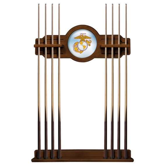Marine Corps (Red/Yellow) Solid Wood Cue Rack with a Chardonnay Finish