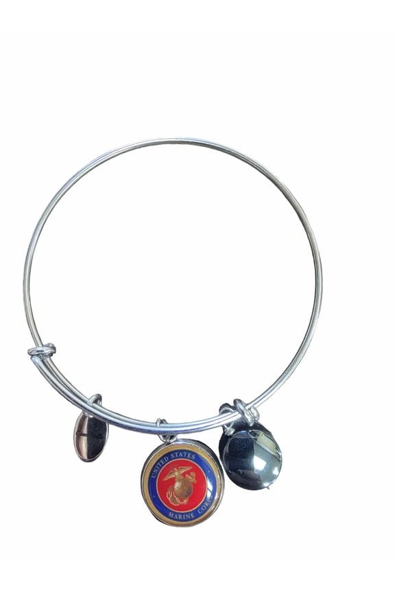 Marine Corps Seal or Eagle Globe Anchor Bangle Bracelet | Officially Licensed, Stainless Steel, One Size Fits Most