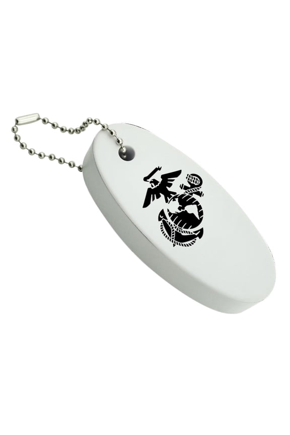 Marine Corps USMC Black on White Eagle Globe Anchor Officially Licensed Floating Keychain Oval Foam Fishing Boat Buoy Key Float