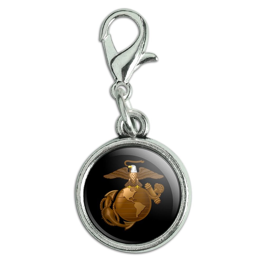 Marine Corps USMC Golden Logo on Black Eagle Globe Anchor