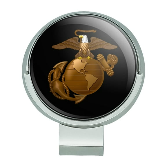 Marine Corps USMC Golden Logo on Black Eagle Globe Anchor Officially Licensed Golf Hat Clip With Magnetic Ball Marker