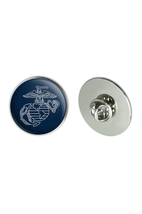 Marine Corps USMC Gray on Blue Eagle Globe Anchor Logo Officially Licensed Metal 1.1" Tie Tack Hat Lapel Pin Pinback