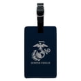 thumbnail image 1 of Marine Corps USMC Semper Fidelis Blue White Logo Officially Licensed Rectangle Leather Luggage Card Suitcase Carry-On ID Tag, 1 of 8