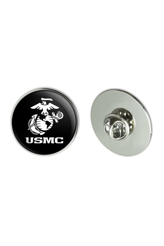 Marine Corps USMC Text White Logo on Black Officially Licensed Metal 1.1" Tie Tack Hat Lapel Pin Pinback