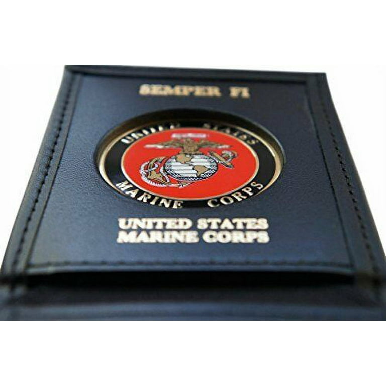 PERFECT FIT LEATHER BADGE / ID WALLET: U.S. Marine Corps (USMC