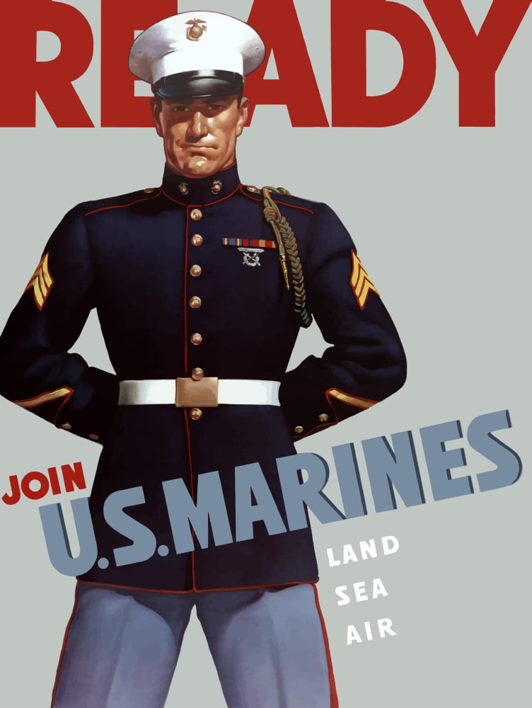 Marine Corps recruiting poster from World War II Canvas Art - John ParrotStocktrek Images (25 x 33)
