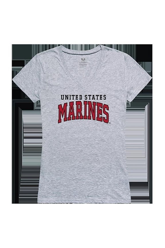 Marine Corps1 Graphic V-Neck T-Shirt, Heather Gray - Small