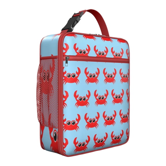 Marine Crab Lunch Box Gift Set, Insulated Leakproof Cooler Bag for Seafood Lovers - Reusable Beach & Fishing Tote (Crab Ocean Design)