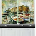 thumbnail image 1 of Marine Curtains 2 Panels Set, Naples Small Boats at Historical Italian Coast with Heritage Castle Nautical Artwork, Window Drapes for Living Room Bedroom, 55W X 39L Inches, Multicolor, by Ambesonne, 1 of 2