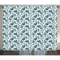thumbnail image 1 of Ambesonne Marine Curtains 2 Panel Set, Vintage Sketch Seahorse, 108" x 84", White and Dark Teal, 1 of 3