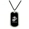thumbnail image 1 of Marine Dad USMC White on Black Officially Licensed Military Dog Tag Pendant Necklace with Cord, 1 of 5