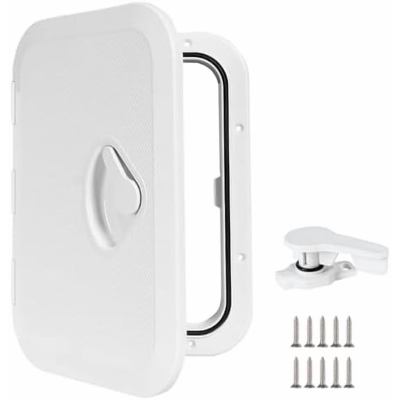 Marine Deck Access Hatch 10.63"×14.76" White/Black Rectangle Boat Hatch & Lid,Boat Deck Hatch Lids