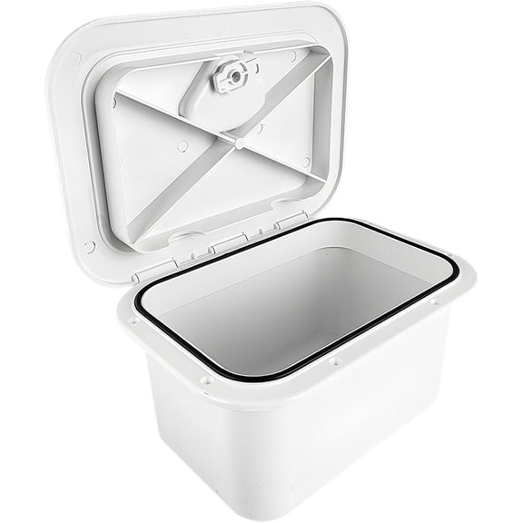 Marine Deck Storage Box with Lock, Waterproof Fishing Tackle Box for Boat, Yacht, Kayak, 270 Rotating Lid, Impact-Resistant ABS, Flush Mount for Tools, Gear, Accessories