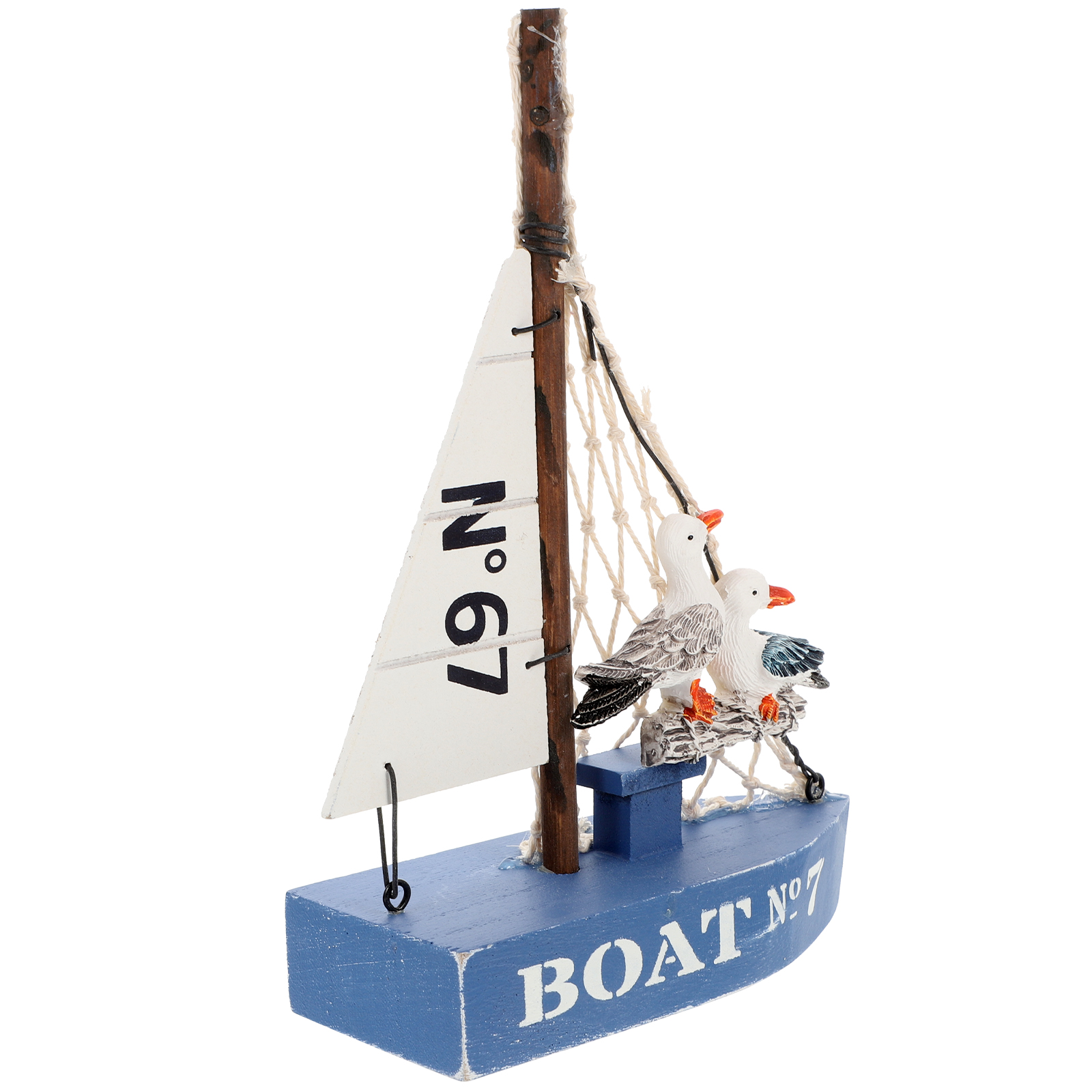 Luxshiny Mini Sailboat Model – Resin Fishing Boat Decor For Coastal & Nautical Home Office Style