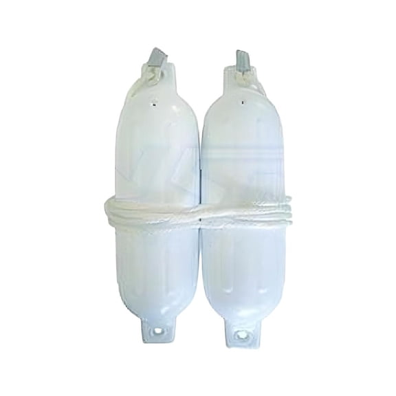 Marine Dock Fender Kit White 20-Inch x 5.5-Inch with 60-Inch 3/8-Inch Whip Lines Compatible with All Boats Pontoon Sailboat Fishing Cruiser Bumper