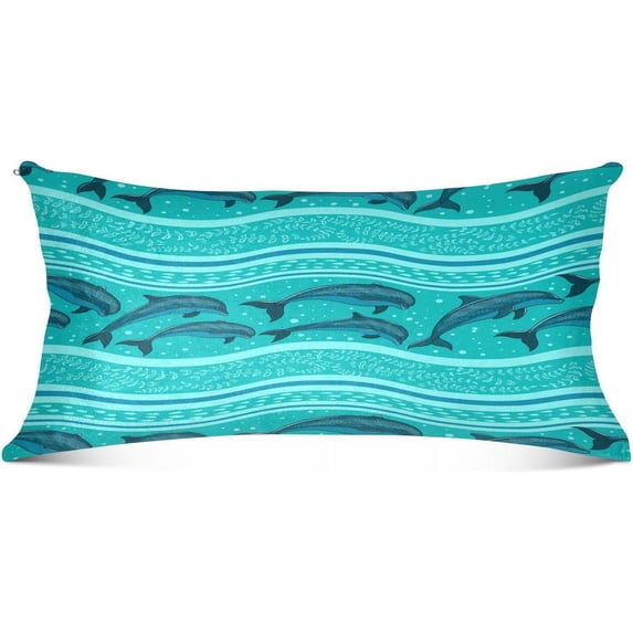 Marine Dolphins Pattern Pillowcase, Super Soft Pillow Shams Covers, Plush Cozy Pillow Cases with Zipper, 21" X 54"(100) Home Decor Gifts