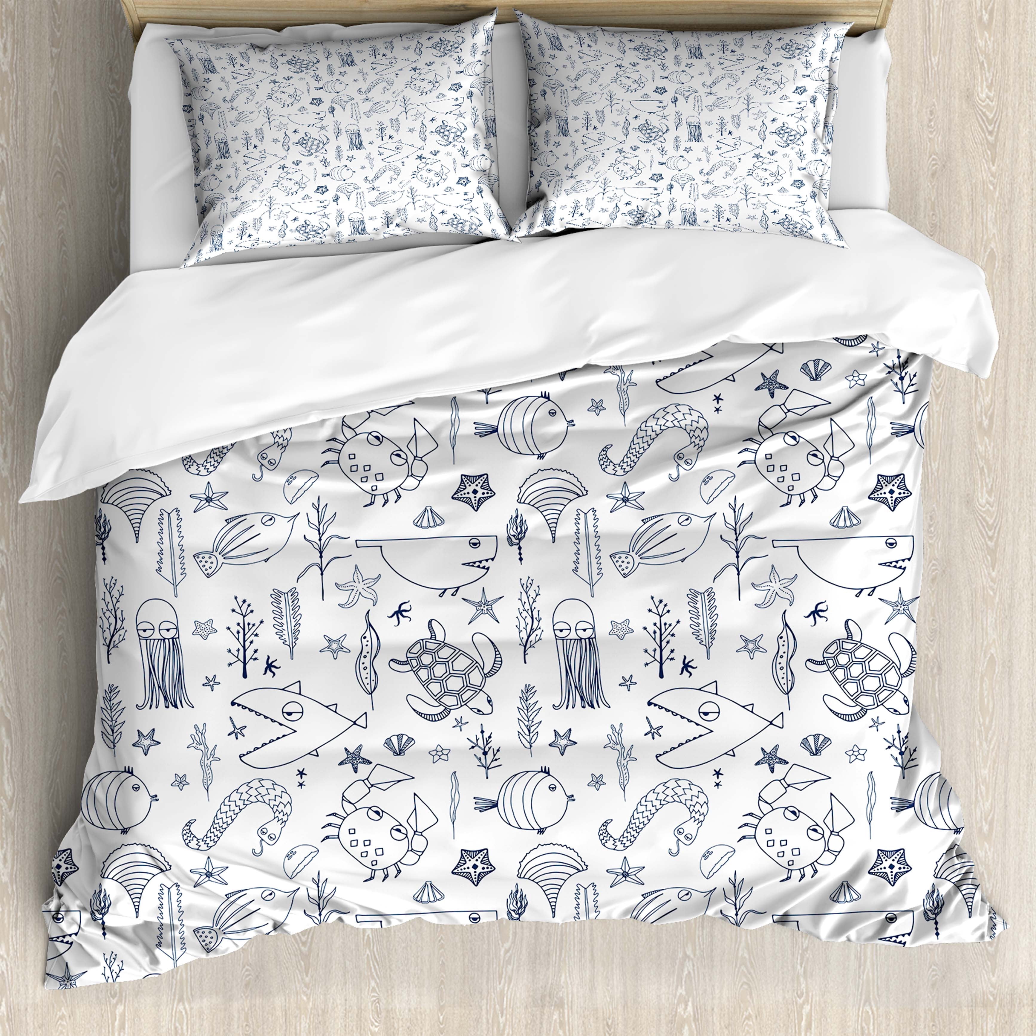 Lobster Crab Pattern Print Duvet Cover Bedding Set