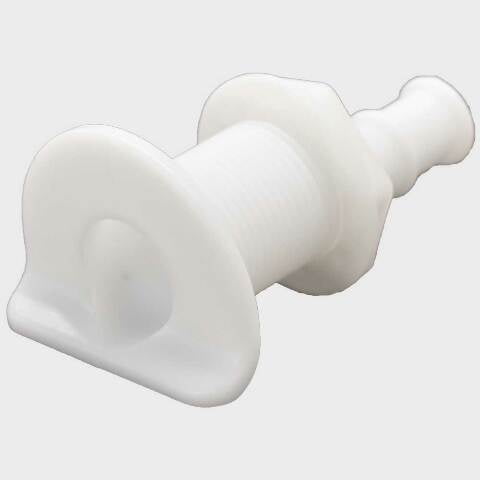 Marine East Boat L-Head Thru Hull 6040W | 5/8 Inch Barb White Nylon