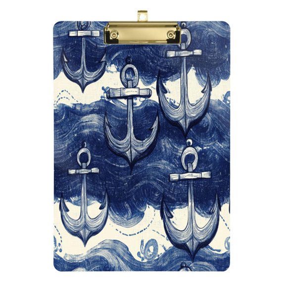 Marine Elements Pattern 12.5x9in Clipboard, Durable Acrylic with Metal Clip and Wall Hook for Office or Classroom