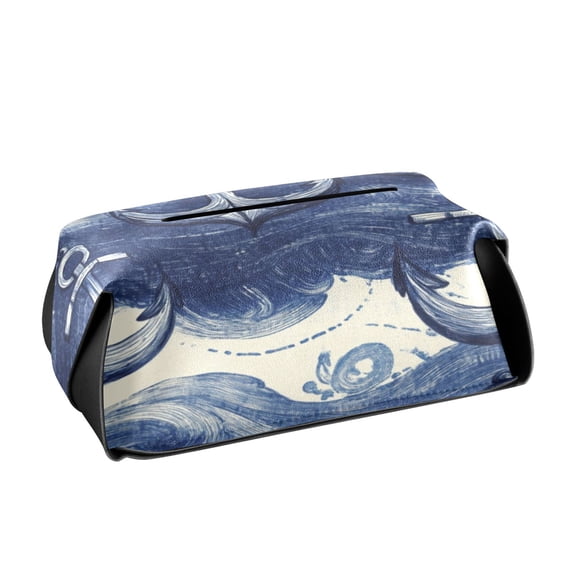 Marine Elements Pattern Tissue Holders for Bathrooms Leather PVC Detachable 9.4x5.1x3.6in