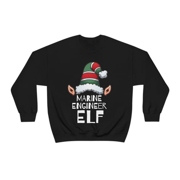 Marine Engineer Elf Unisex Sweatshirt, S-2XL Christmas Engineering Elves