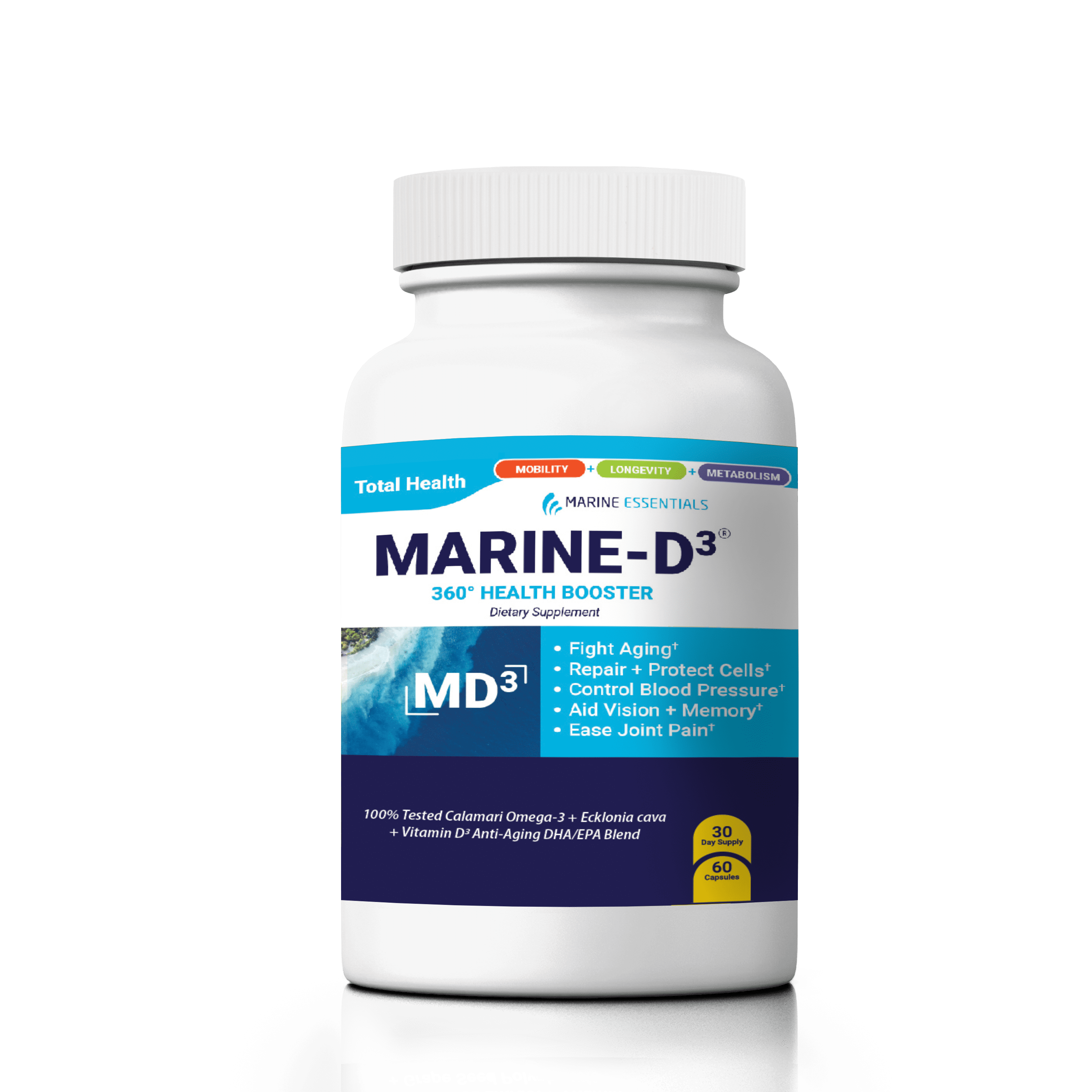 Marine Essentials - Marine-D3 Dietary Supplement - Omega 3 - DHA/EPA -  Promote Increased Energy