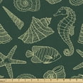 thumbnail image 1 of Marine Fabric by the Yard, Ocean Inhabitants Theme Exotic Fish Seahorse Seashells Starfish Pattern, Decorative Upholstery Fabric for Chairs & Home Accents, 10 Yards, Hunter Green Cream by Ambesonne, 1 of 4