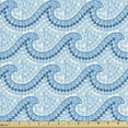 thumbnail image 1 of Ambesonne Marine Fabric by the Yard Upholstery, Oceanic Dots and Sea Waves, 5 Yards, Pale Azure Blue, 1 of 5