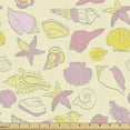 thumbnail image 1 of Marine Fabric by the Yard, Underwater Sea Shells Oysters Aquatic Ocean Mollusk Snail Starfish, Decorative Upholstery Fabric for Sofas and Home Accents, Pale Yellow Pale Pink by Ambesonne, 1 of 5