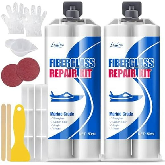 Marine Fiberglass Repair Kit - 100ml Fiberglass Resin Filler for Fiberglass Bathtub Chips Cracks Holes Scratch Repair - Gel Coat Repair Kit for Boats, Jet Skis, Surf Boat, , UV-Resistant