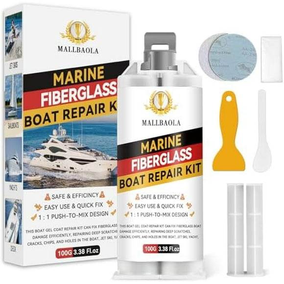 Marine Fiberglass Repair Kit for Boats, Gel Coat Repair Kit for Boats, Epoxy Filler for Fiberglass Boats Fix Holes, Chips and Deep Cracks, Gelcoat Repair kit for Fiberglass, , Porcelain(White)