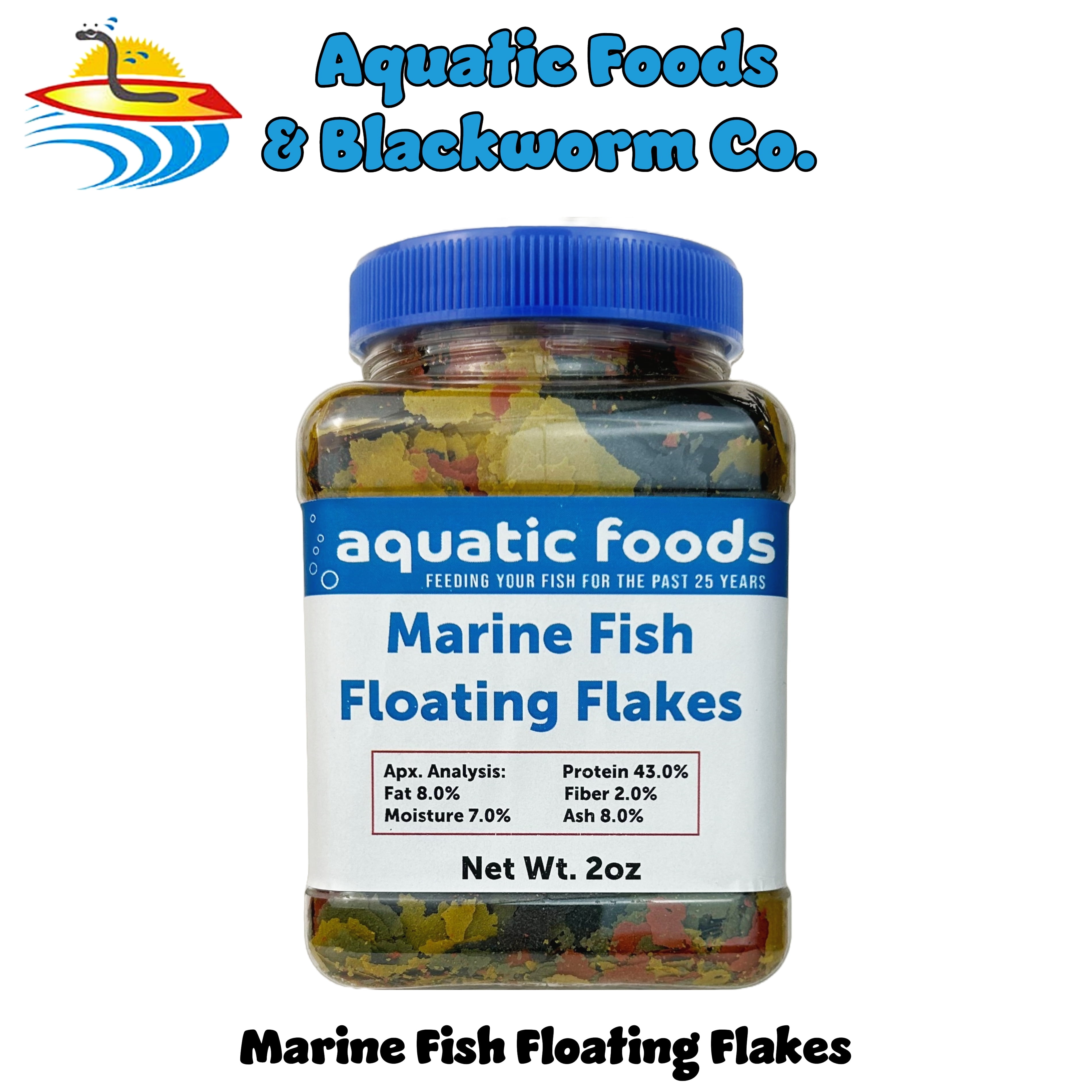 Aquatic Foods Marine Fish Premium Flakes - 6oz Jar For All Tropical & Saltwater Fish