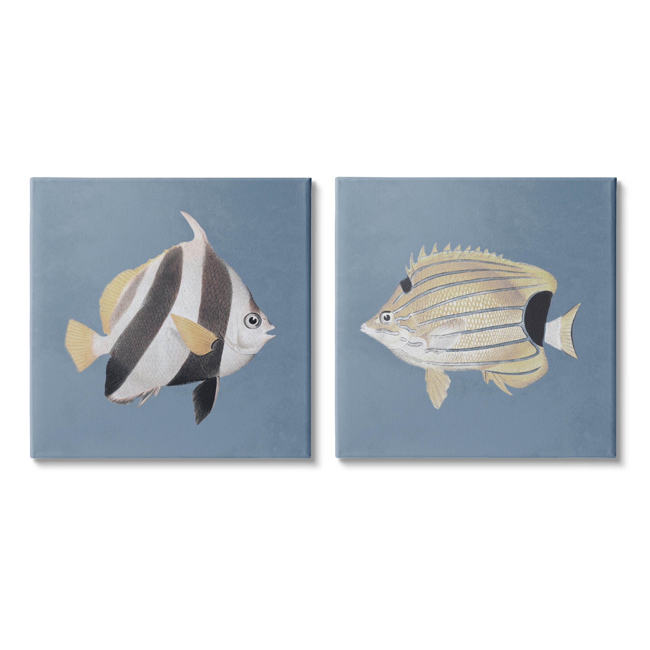 Marine Fish Underwater Sea Life Animals & Insects Graphic Art Gallery Wrapped Canvas Print Wall Art, Set of 2