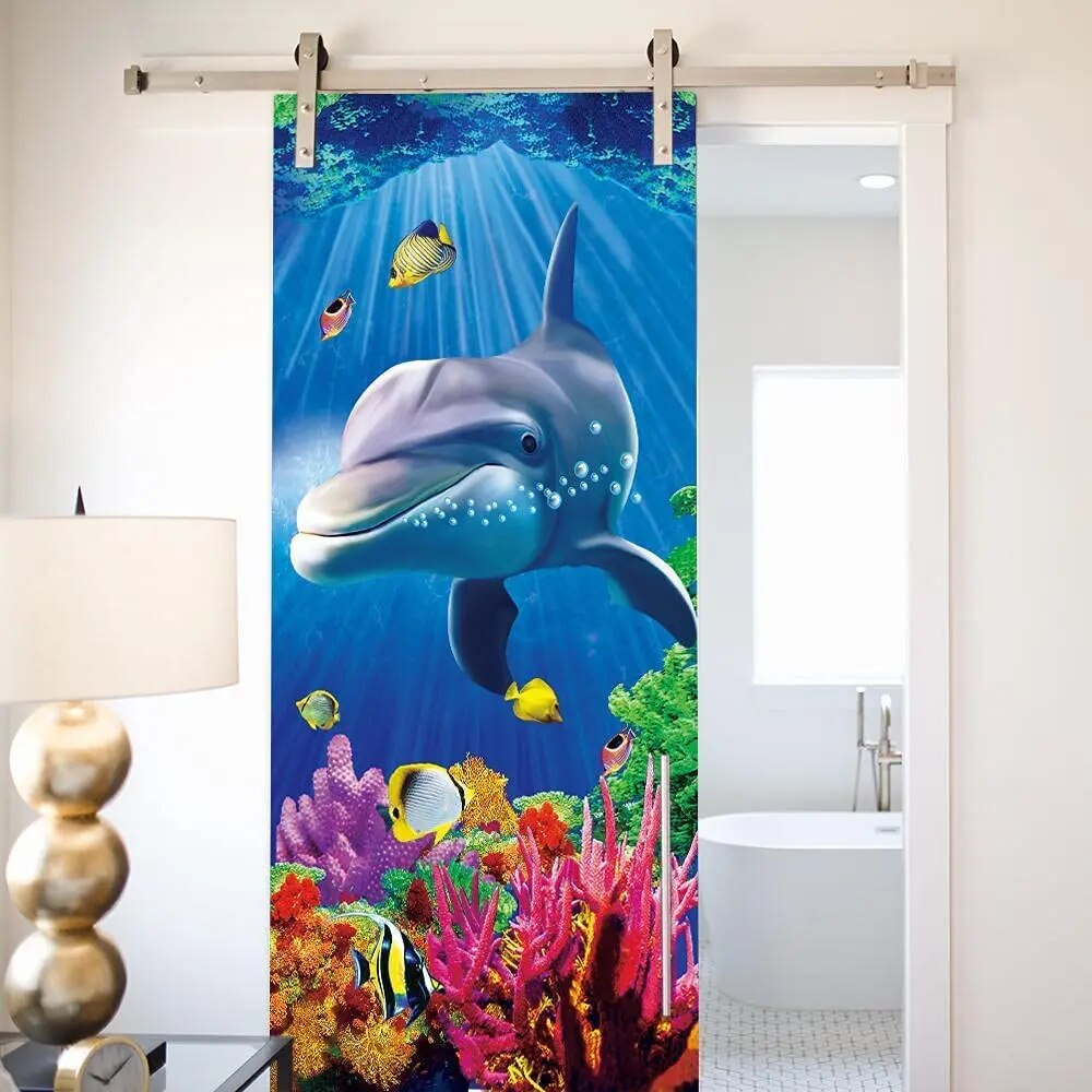 Marine Fish door sticker Wallpaper Marine Life door sticker poster ...