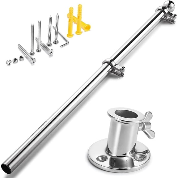 Marine Flag Pole with Base, Flag Pole Holder, 316 Stainless Steel Flag Pole Set for Boat, Yacht and Yard - 36 inch