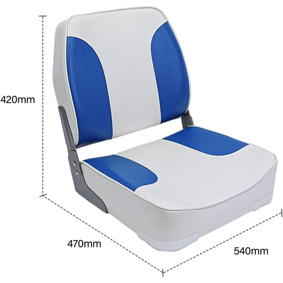 Marine Folding Seat Folding Seat Low Back Fold-Down Captain Chair for Fishing Boat Sightseeing Boat Speedboat Canoe Boat Seat(Blue and white, 1)