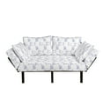 thumbnail image 1 of Marine Futon Couch, Continuous Pattern with Ships and Waves Maritime Nautical Outline Drawn Image, Daybed with Metal Frame Upholstered Sofa for Living Dorm, Loveseat, Indigo and White, by Ambesonne, 1 of 4