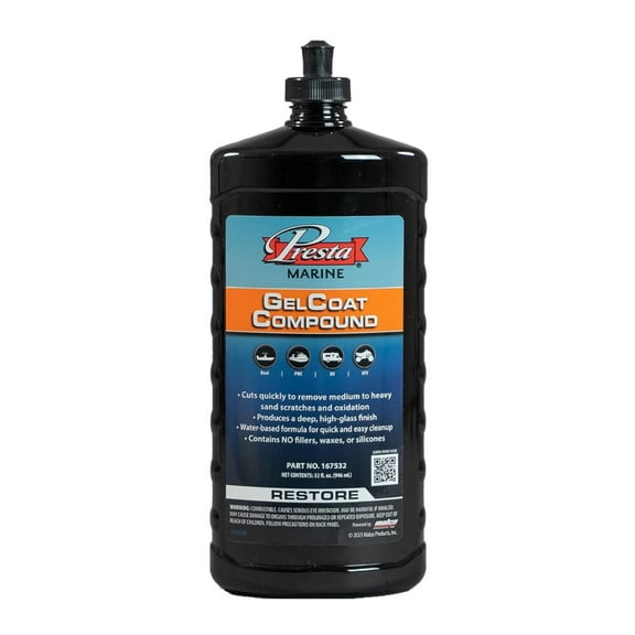 Marine GelCoat Compound for Marine and Industrial Use, VOC Compliant/Water-Based/Reduces Buffing Time/Removes Oxidation/No Waxes or Fillers 32 oz (167532) 32 oz.