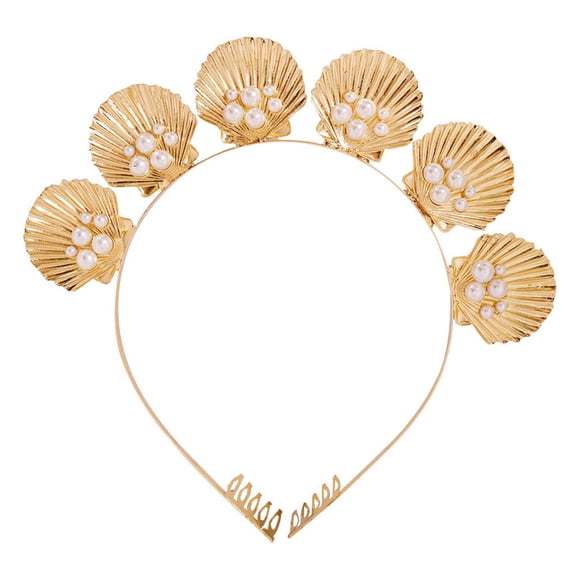 Marine Golden for Shell with Comb Faux Pearl Beaded