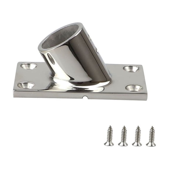 Marine Grade 316 Stainless Steel Hand Rail Rectangular Base for Yacht Boat Deck Fitting, Compatible with 25mm Tubing, 60 Degree Angle Support Hardware, Silver