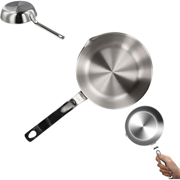 Marine-Grade 316 Stainless Steel Mini Skillet - Individual 5-Inch Egg & Sauce Station with Precision Pouring Spout, Universal Induction & Gas Compatible