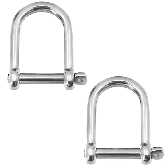 Marine Grade 316 Stainless Steel Wide D Shackle – 1/2", 3/8", 5/16", 1/4" Clevis Anchor Shackle for Boat, Sailboat, Chain Rigging, and Marine Clasp Applications