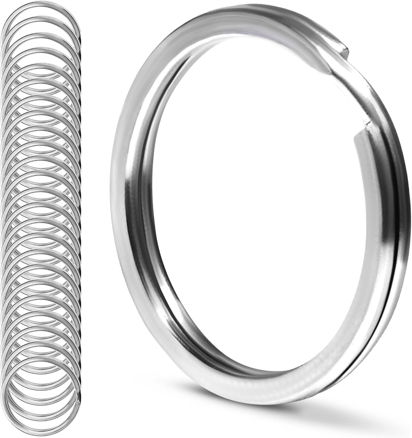 Marine Grade 316L Stainless Steel Keyrings, 5 Pack 25mm (1 Inch) Split Key Rings for Keychains, Car Keys, Diving & DIY Crafts, Corrosion Resistant Metal Key Rings