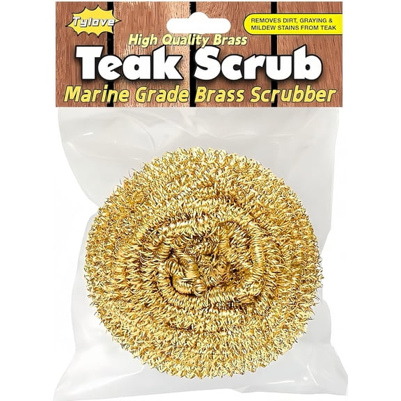 Marine Grade Brass Teak Scrubber not Cheap Stainless Steel Scrub Scouring Pad | Gentle Non-Scratch Deck | Rustproof | Premium Yacht Wood Restorer - Refinish Wood Furniture & Boat Teak