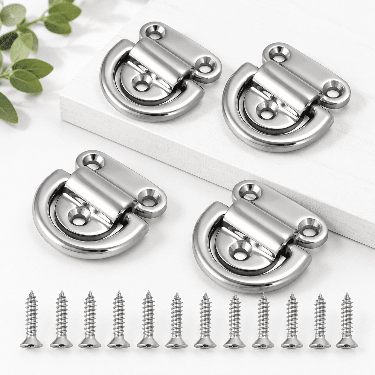 Six Pack Rigs Marine Grade Stainless Steel 316 Folding Pad Eye D Ring Anchor 4 Pack ...