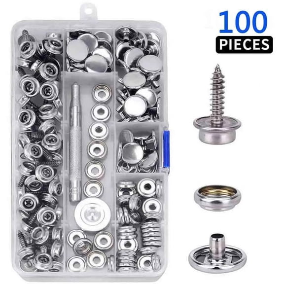 Marine Grade Stainless Steel Boat Cover Snap Button Fastener Kit 60/100/270 Pcs Canvas Upholstery Snap Set with Setting Tool for Repair Sewing Outdoor