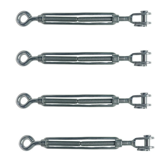Marine Grade Stainless Steel Jaw Eye 3/8" x 4-7/8" Turnbuckles Cable Rope 4 Pcs