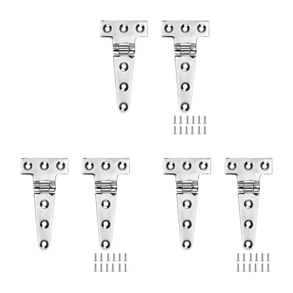Marine Grade T Hinges, Boat Hinges, 4 Inch X 2 Inches, No Noise, Heavy Duty 316 Stainless Steel with Screws (6 PCS),6 x Boat Hinges 36 x Screws,Silver
