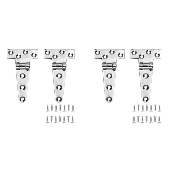 Marine Grade T Hinges, Boat Hinges, 6 Inch x 3 Inches, No Noise, Heavy Duty 316 Stainless Steel with Screws (4 PCS)